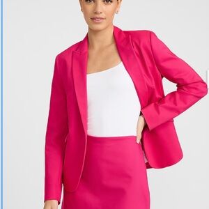 Express Women Barbie Pink Open Front Long Sleeve Blazer Jacket Size XS Business